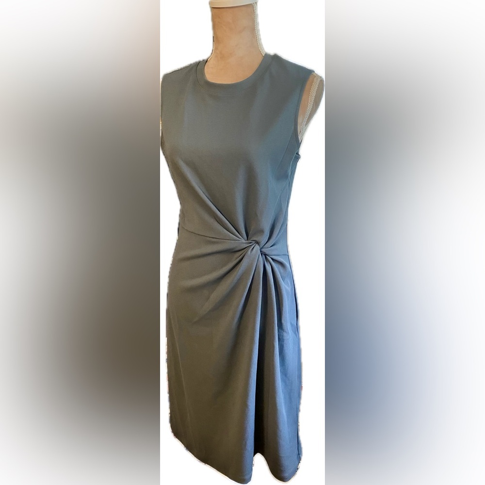 Nordstrom Gray Twist-Front Midi Dress